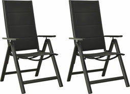 vidaXL - Tuinstoelen - 2 - st - inklapbaar - textileen - aluminium - zwart