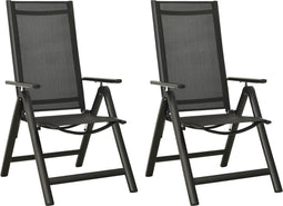 vidaXL - Tuinstoelen - 2 - st - inklapbaar - textileen - aluminium - zwart