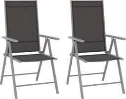 vidaXL - Tuinstoelen - 2 - st - inklapbaar - textileen - zwart