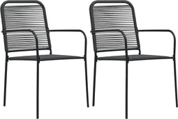 vidaXL - Tuinstoelen - 2 - st - katoenen - touw - en - staal - zwart