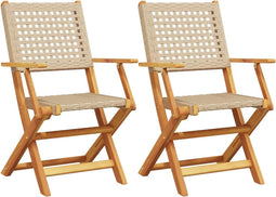 vidaXL - Tuinstoelen - 2 - st - massief - acaciahout - en - poly - rattan - beige