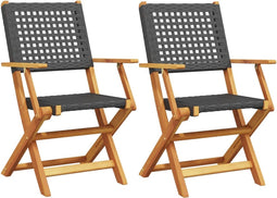 vidaXL - Tuinstoelen - 2 - st - massief - acaciahout - en - poly - rattan - zwart