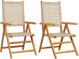 vidaXL - Tuinstoelen - 2 - st - massief - acaciahout - en - poly - rattan - beige