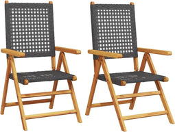 vidaXL - Tuinstoelen - 2 - st - massief - acaciahout - en - poly - rattan - zwart
