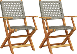 vidaXL - Tuinstoelen - 2 - st - massief - acaciahout - en - poly - rattan - grijs