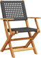 vidaXL - Tuinstoelen - 2 - st - massief - acaciahout - en - poly - rattan - zwart