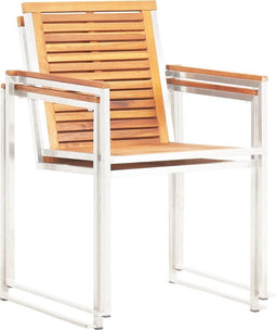 vidaXL - Tuinstoelen - 2 - st - massief - acaciahout - en - roestvrij - staal