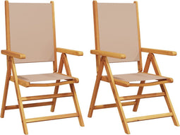 vidaXL - Tuinstoelen - 2 - st - massief - acaciahout - en - stof - taupe