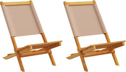 vidaXL - Tuinstoelen - 2 - st - massief - acaciahout - en - stof - taupe