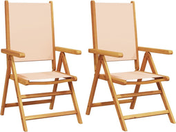 vidaXL - Tuinstoelen - 2 - st - massief - acaciahout - en - stof - beige