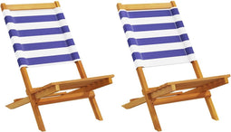 vidaXL - Tuinstoelen - 2 - st - massief - acaciahout - en - stof - blauw - en - wit