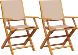 vidaXL - Tuinstoelen - 2 - st - massief - acaciahout - en - stof - taupe