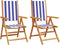 vidaXL - Tuinstoelen - 2 - st - massief - acaciahout - en - stof - blauw - en - wit