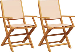 vidaXL - Tuinstoelen - 2 - st - massief - acaciahout - en - stof - beige