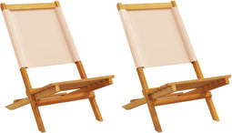 vidaXL - Tuinstoelen - 2 - st - massief - acaciahout - en - stof - beige