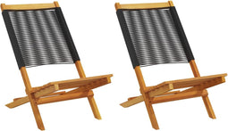 vidaXL - Tuinstoelen - 2 - st - massief - acaciahout - en - polypropeen - zwart