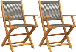 vidaXL - Tuinstoelen - 2 - st - massief - acaciahout - en - polypropeen - grijs