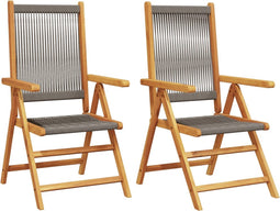 vidaXL - Tuinstoelen - 2 - st - massief - acaciahout - en - polypropeen - grijs