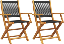 vidaXL - Tuinstoelen - 2 - st - massief - acaciahout - en - polypropeen - zwart