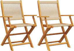 vidaXL - Tuinstoelen - 2 - st - massief - acaciahout - en - polypropeen - beige