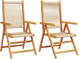 vidaXL - Tuinstoelen - 2 - st - massief - acaciahout - en - polypropeen - beige