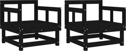 vidaXL - Tuinstoelen - 2 - st - massief - grenenhout - zwart