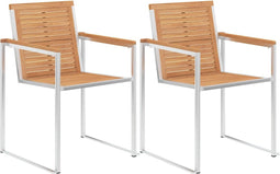 vidaXL - Tuinstoelen - 2 - st - massief - teakhout - en - roestvrij - staal