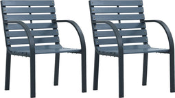 vidaXL - Tuinstoelen - 2 - st - massief - vurenhout - en - gepoedercoat - staal - grijs