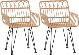 vidaXL - Tuinstoelen - 2 - st - met - armleuning - 56x64x80 - cm - PE-rattan