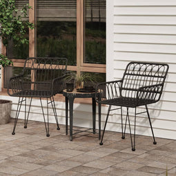 vidaXL - Tuinstoelen - 2 - st - met - armleuning - 56x64x80 - cm - PE-rattan - zwart
