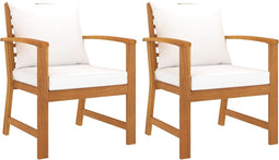 vidaXL - Tuinstoelen - 2 - st - met - crèmekleurige - kussens - acaciahout