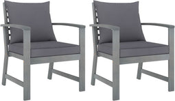 vidaXL - Tuinstoelen - 2 - st - met - donkergrijze - kussens - massief - acaciahout