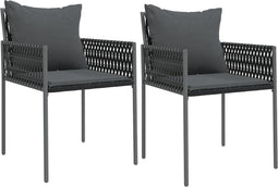 vidaXL - Tuinstoelen - 2 - st - met - kussens - 54x61x83 - cm - poly - rattan - zwart