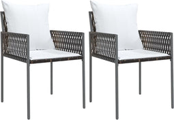 vidaXL - Tuinstoelen - 2 - st - met - kussens - 54x61x83 - cm - poly - rattan - bruin