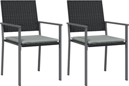 vidaXL - Tuinstoelen - 2 - st - met - kussens - 54x62,5x89 - cm - poly - rattan - zwart
