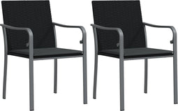 vidaXL - Tuinstoelen - 2 - st - met - kussens - 56x59x84 - cm - poly - rattan - zwart
