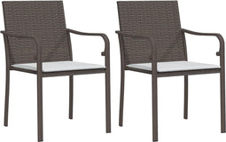 vidaXL - Tuinstoelen - 2 - st - met - kussens - 56x59x84 - cm - poly - rattan - bruin