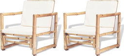 vidaXL - Tuinstoelen - 2 - st - met - kussens - bamboe