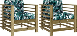 vidaXL - Tuinstoelen - 2 - st - met - kussens - geïmpregneerd - grenenhout