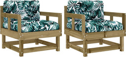 vidaXL - Tuinstoelen - 2 - st - met - kussens - geïmpregneerd - grenenhout