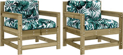 vidaXL - Tuinstoelen - 2 - st - met - kussens - geïmpregneerd - grenenhout