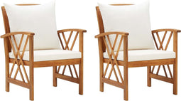 vidaXL - Tuinstoelen - 2 - st - met - kussens - massief - acaciahout