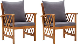 vidaXL - Tuinstoelen - 2 - st - met - kussens - massief - acaciahout