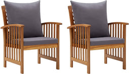 vidaXL - Tuinstoelen - 2 - st - met - kussens - massief - acaciahout