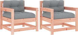 vidaXL - Tuinstoelen - 2 - st - met - kussens - massief - douglashout