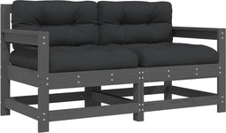 vidaXL - Tuinstoelen - 2 - st - met - kussens - massief - grenenhout - grijs
