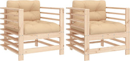 vidaXL - Tuinstoelen - 2 - st - met - kussens - massief - grenenhout