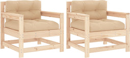 vidaXL - Tuinstoelen - 2 - st - met - kussens - massief - grenenhout