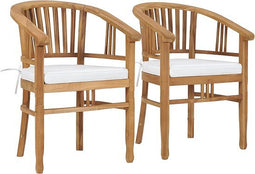 vidaXL - Tuinstoelen - 2 - st - met - kussens - massief - teakhout