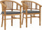vidaXL - Tuinstoelen - 2 - st - met - kussens - massief - teakhout